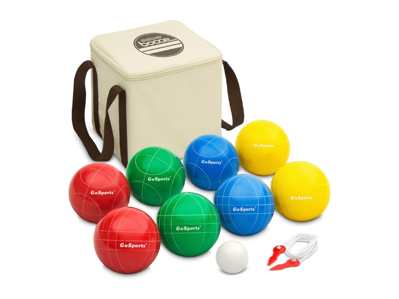 Bocce disc set includes 9 bocce discs and 3 laminated informational sheets.