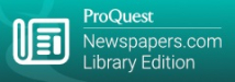 ProQuest Newspapers.com Library Edition white text and a green background