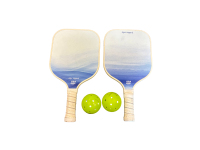 Two paddles and two balls to take to the pickle ball court