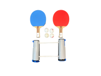 Table tennis kit that attaches to a table
