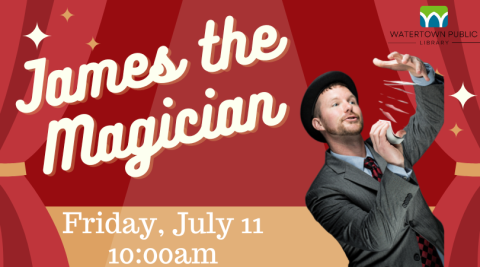 red background, white lettering