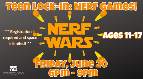 black background, orange lettering