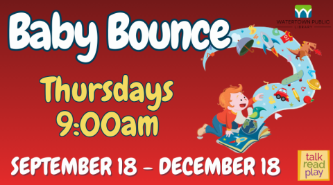 red background, white and yellow lettering