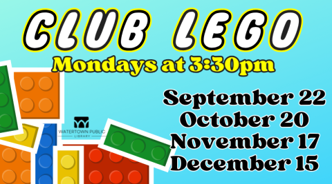 blue background, white and black lettering