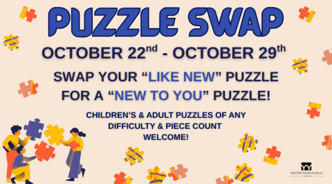Puzzle swap at Watertown Public Library from Oct 22-Oct 29