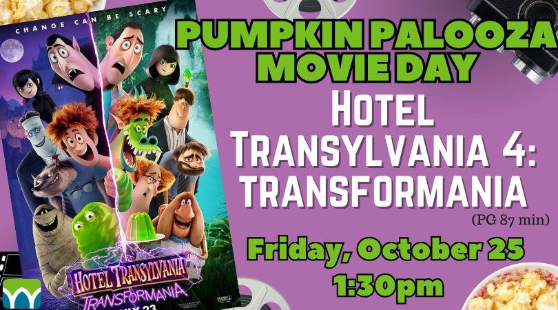 purple background with green and white lettering