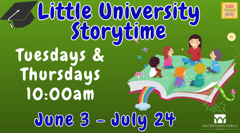 green background, blue and white text