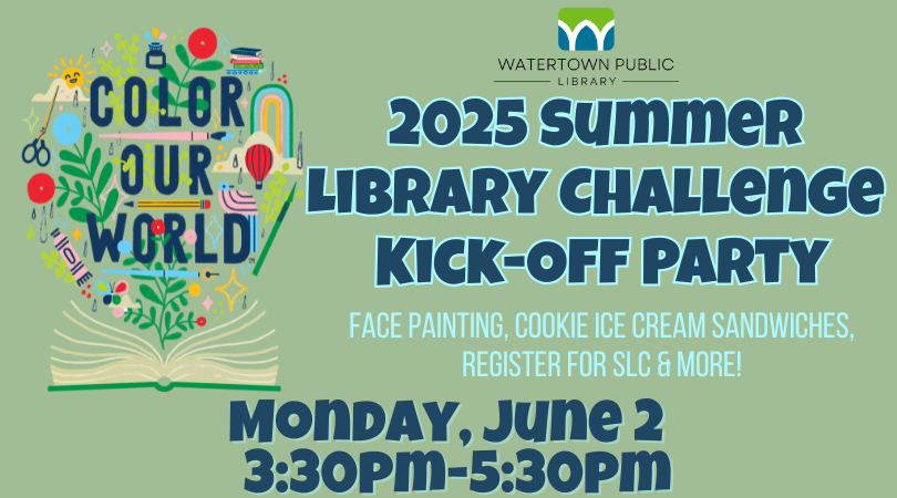 green background, blue lettering