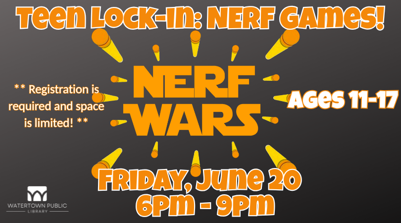 black background, orange lettering