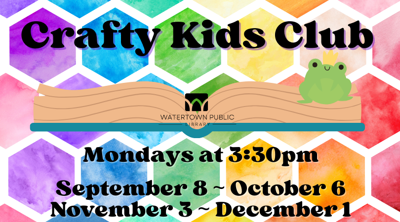 rainbow background, black lettering