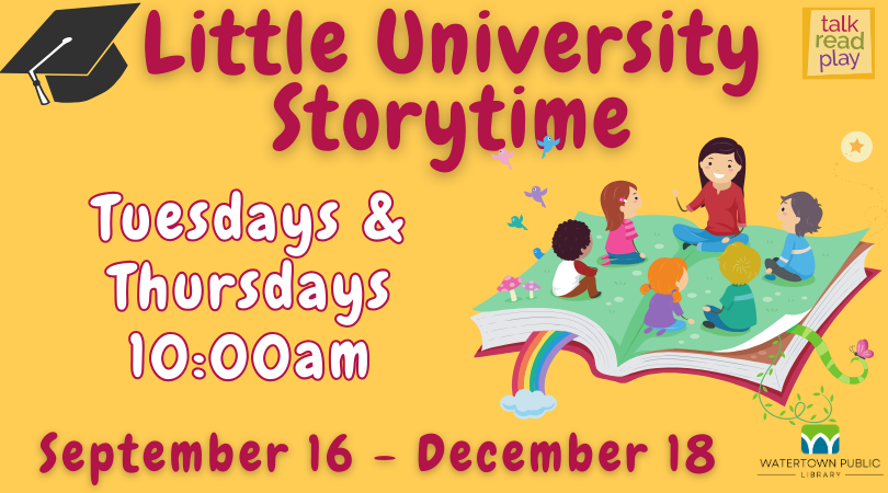 yellow background, red and white lettering