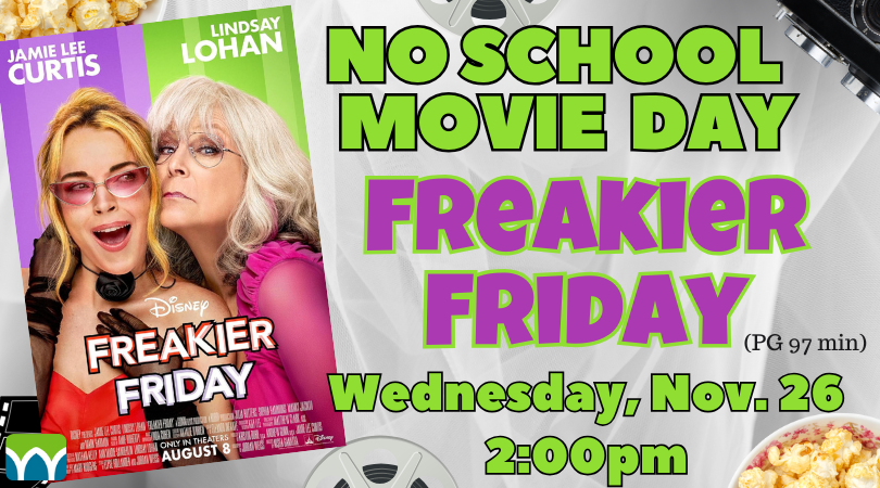 gray background, green and purple lettering