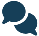 Blue icon of two text bubbles