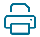 Blue icon of a printer machine